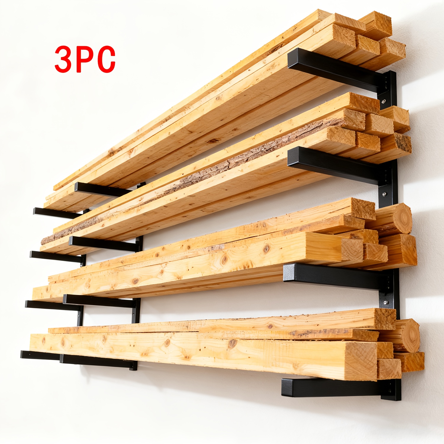 TEMU 2026 Wooden Storage Rack Wall Mounted Wooden Storage Rack, Heavy Duty Lumber Storage Rack, Metal Wooden Sorting Rack, Suitable For Sheds And