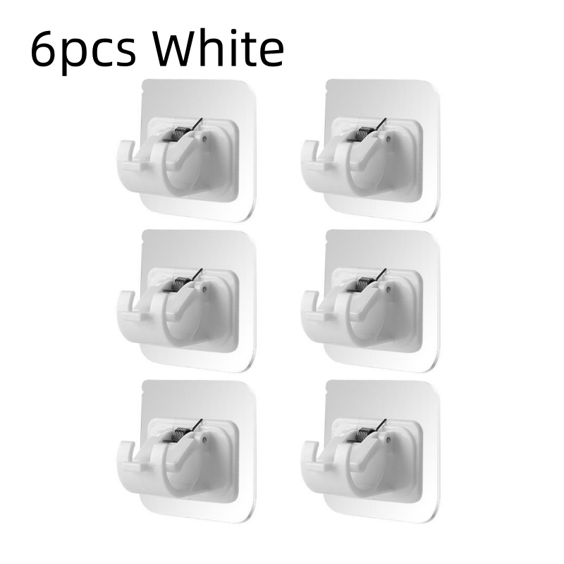 6pcs Adjustable Curtain Rod Clip, For Rv, Self Adhesive Clamp Hook Curtain Rod Holder Wall Bracket Holder Nail-free Wall Hanging Clip