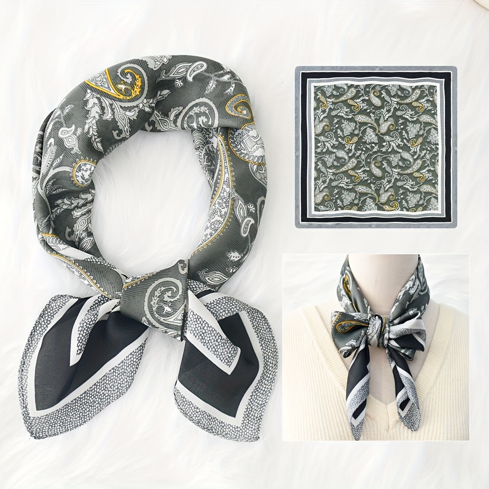 Écharpe Carrée Unie En Satin De Soie Pour Femme