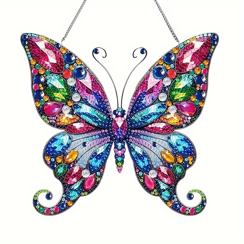 

1pc Diamond Art Painting Hanging Pendant, Butterfly Diamond 5d Art Hanging Decor, Diy Special Shaped Diamond Garland Ornament Home Decoration Gift