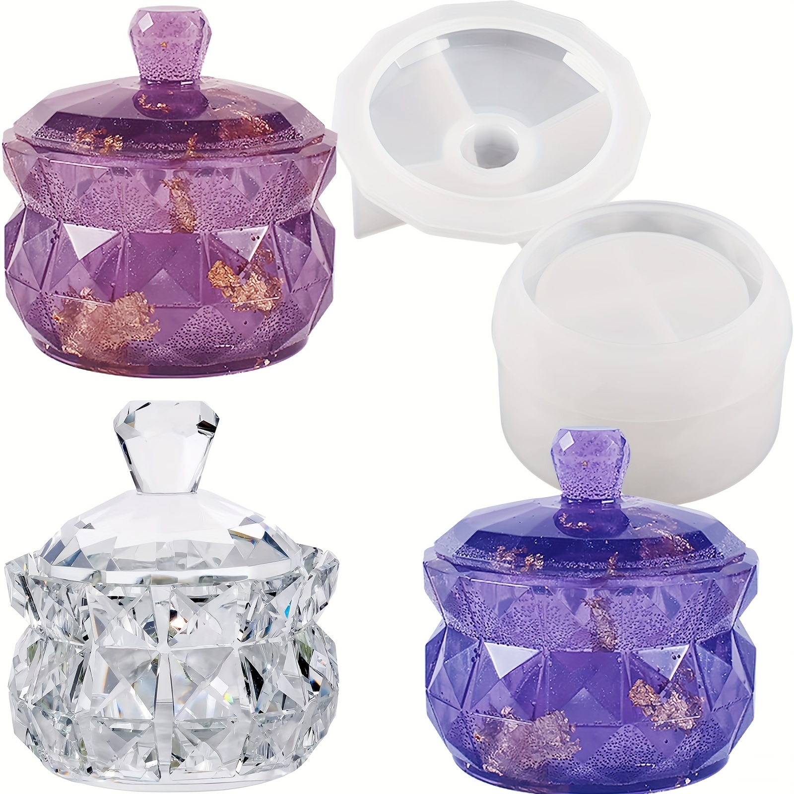 Image of Mirror Gemstone Storage Epoxy Resin Mold Bowl, Resin Craft Silicone Molds, Candle Container Jewelry Storage Box Resin Casting Mold, For Piggy Bank, Candle Holder, Desktop Decor