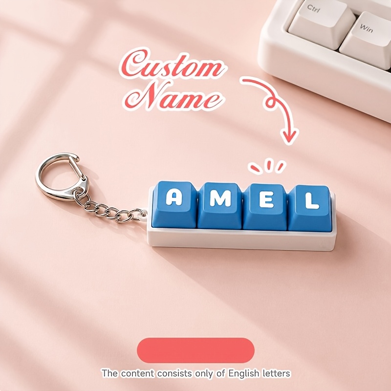 TEMU [custom] 1pc Personalized Customizable English Name Keycap Keychain - Customizable With Your Own English Name, Creative Keycap Keychain With