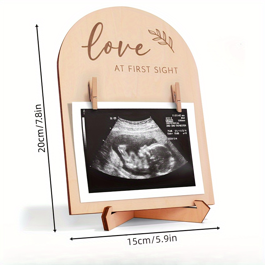 1pc wooden ultrasonic photo frame beautiful double sided logo pregnancy announcement sign ultrasonic picture frame pregnancy gift for new mothers room decor   wooden ultrasound picture frame details 1