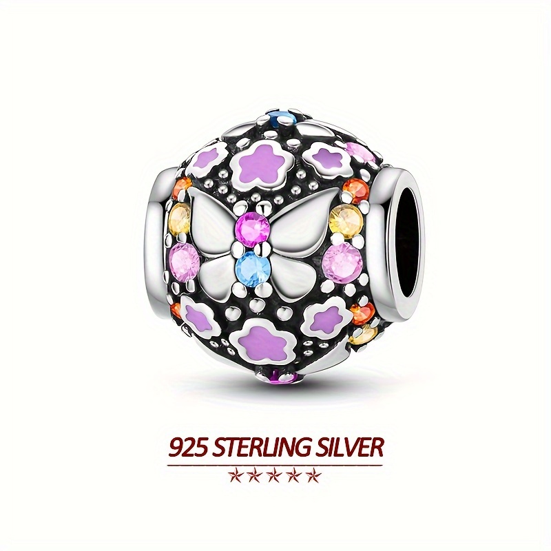 

Original 925 Sterling Silver High Quality Chamrs Beads For Women Fits Original Brand Bracelets Colorful Zircon Flowers & Butterflies Women Party Jewelry Gifts