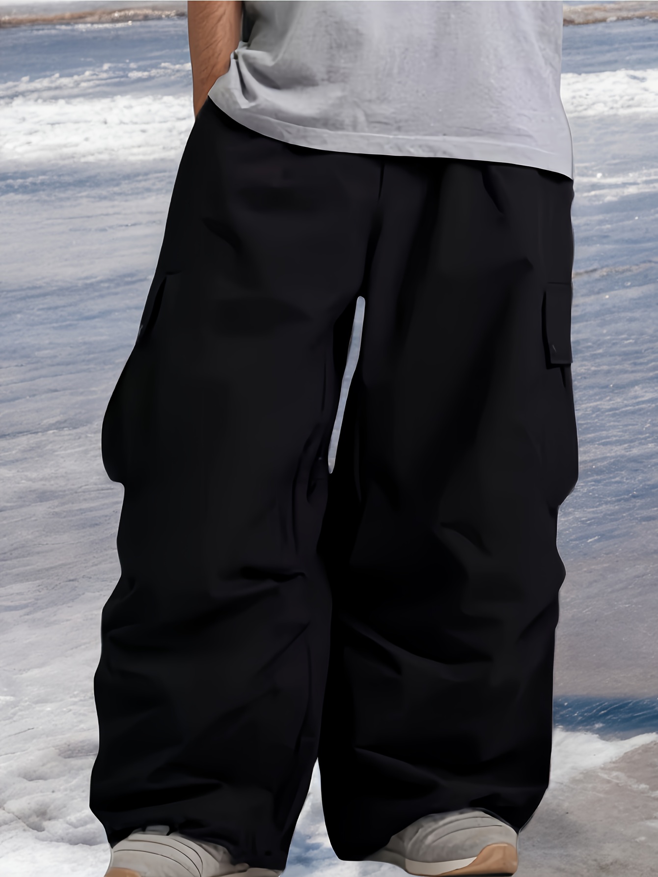 Men's Winter Ski Pants - Heavy-Duty Snow Pants with Extra Wide Leg Opening & Large Cargo Pockets - Super Loose-Fit for Skiing, Snowboarding, Snowshoeing - All-in-One Leg Warmth - Ideal for Cold Weather & Deep Snow - Adult Men's Outdoor Winter Pants, Ski Pants for Men, Mens Baggy Ski Pants, Snowboard Pants, Ski Clothes, Mens Snow Pants