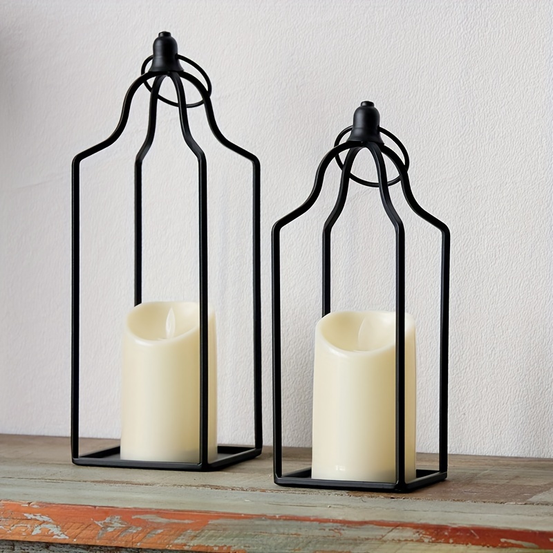 

2pcs Set Metal Lanterns, Decorative Hanging Candle Lanterns For Outdoor And Indoor Use - Living Room, Dining Table, Or Fireplace Mantle Decor