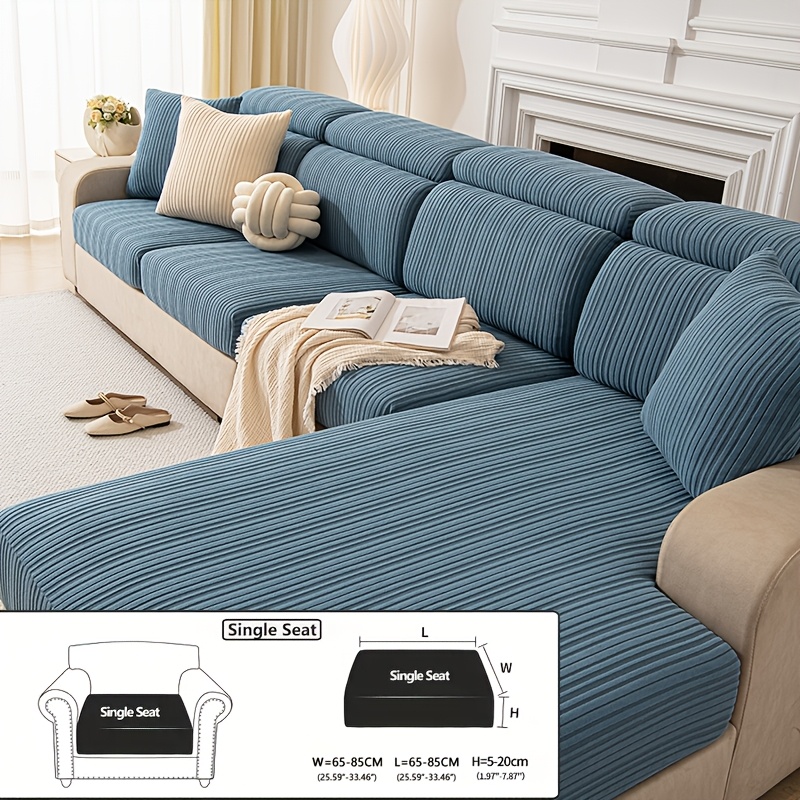 TEMU 1pc Outdoor Vertical Stripe Sofa Cover, Made Of Highly Elastic Fabric That Fits Without Shifting, Scratch-resistant And Wear-resistant. Suitable