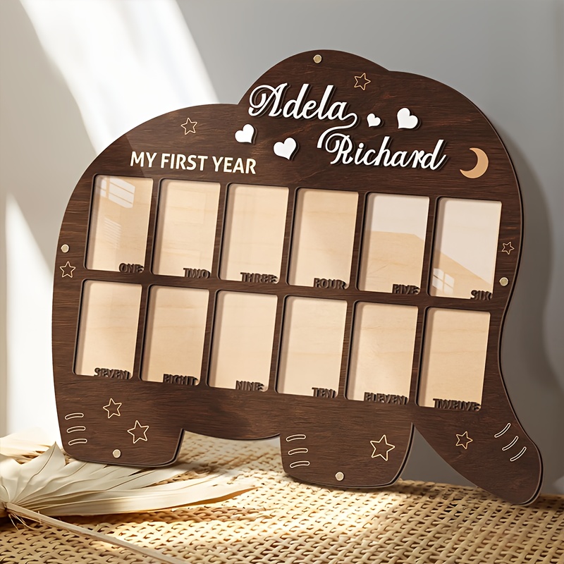 TEMU 1pc Personalized Wooden Photo Frame, 1st To 12th Month First Year Photo Frame, Personalized Newborn Photo Frame, Photo Collage, Personalized