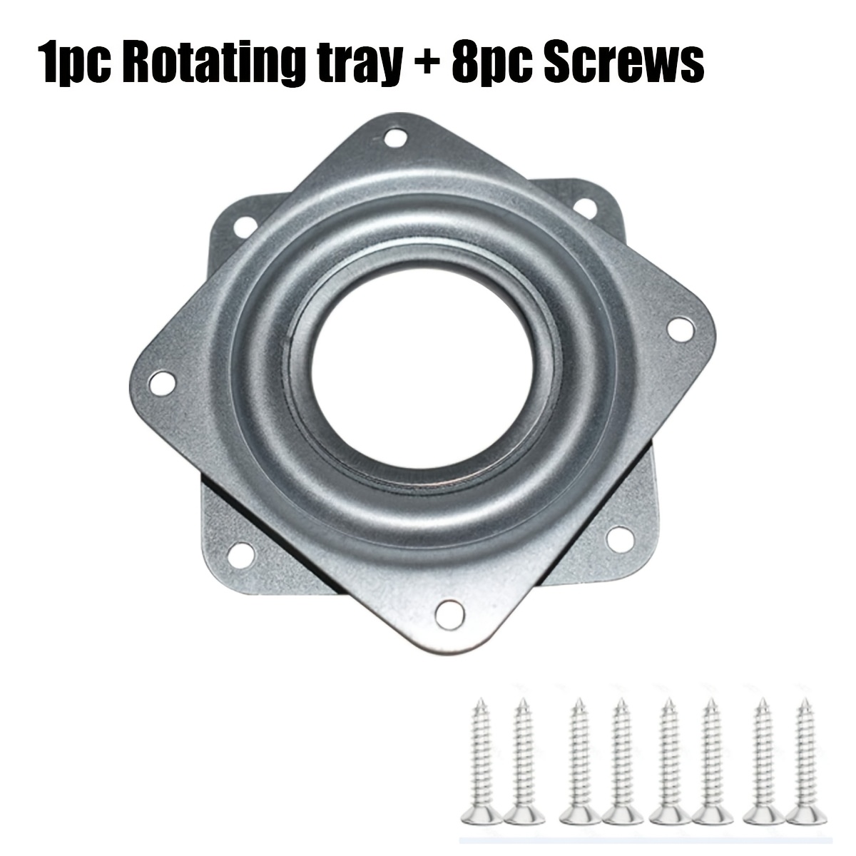 TEMU 9pcs Swivel Tray And Screw Additions (1 Swivel Tray + 8 Screws), Square Swivel Tray, 120 Lb Load Capacity, 360-degree Rotating Heavy-duty Ball