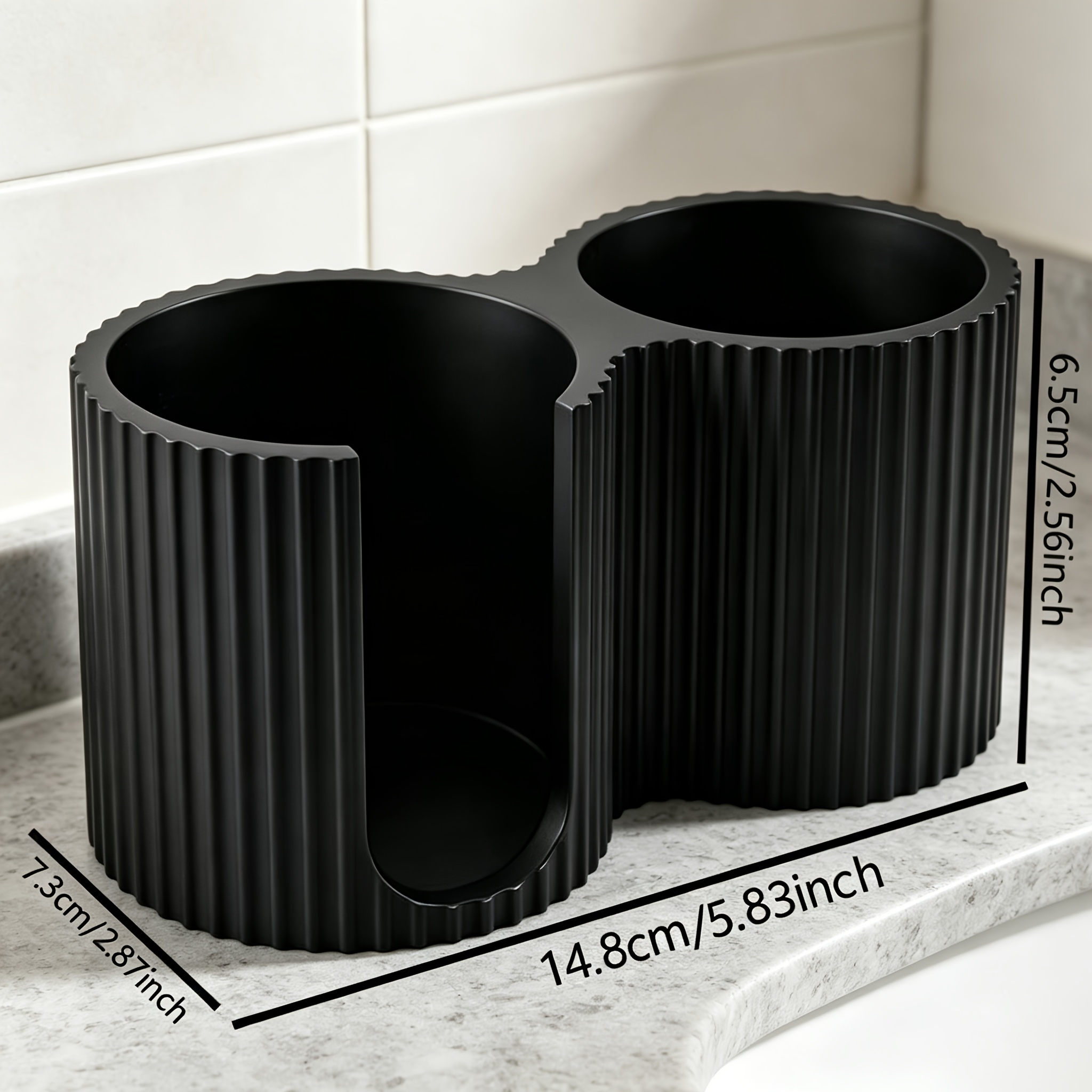 TEMU Minimalist Striped Cosmetic Storage Box, Creative Swab Holder, 2-in-1 Bathroom Swab Case, Desktop Organizer, Decor For Bedroom Vanity, Mother's