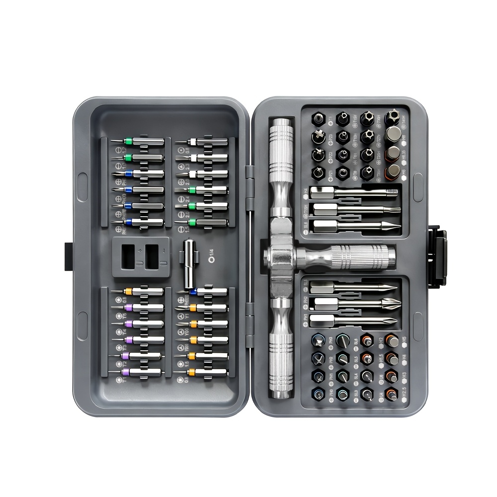 TEMU Set di cacciaviti a cricchetto CRV e S2 66 in 1, chiave a cricchetto bidirezionale a 360簞 con impugnatura rimovibile, inserti magnetici e porta