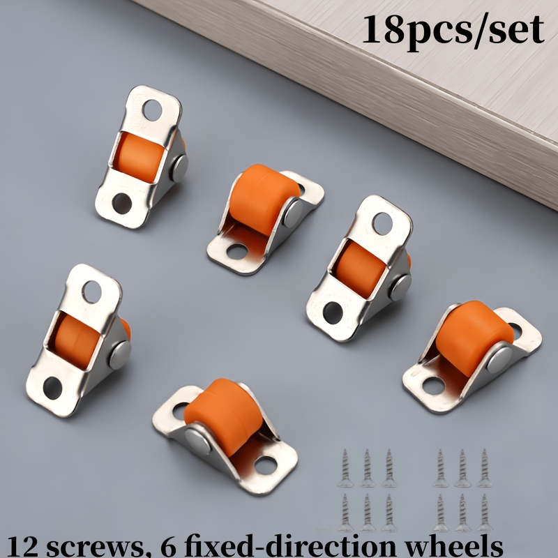 TEMU 18-pack Heavy-duty Quiet Casters (12 Screws And 6 Fixed-direction Wheels) - 0.5 Inch Tpe-free Locking Casters, Suitable For Cabinets, Furniture