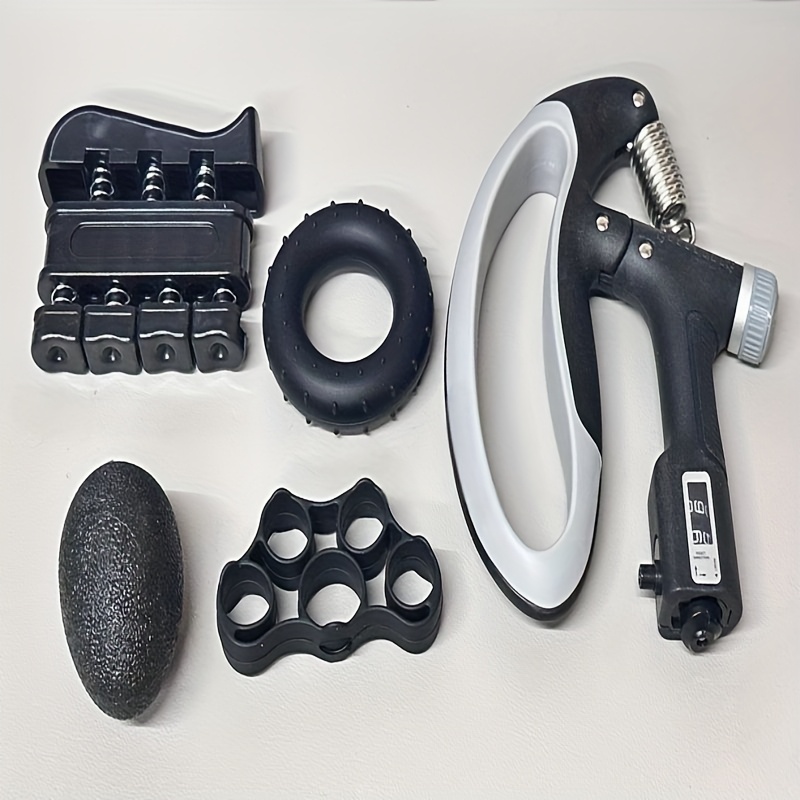 a set of 5 mechanical counting grip strengtheners ranging from 10 100kg designed for professional hand strengthening training with adjustable   this finger trainer enhances muscle coordination and increases hand strength its portable and   making it an ideal gift for   during christmas new year spring festival and labor day it operates without batteries and is suitable for all ages as home exercise Product details 1