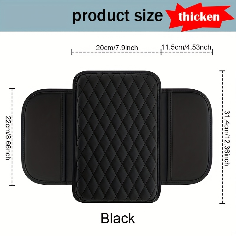 TEMU Thickened Model Car Center Armrest Cushion, Leather Car Armrest Cushion With 2 Storage Pockets, Universal Car Armrest Organizer, Most Vehicle Car Interior Accessories