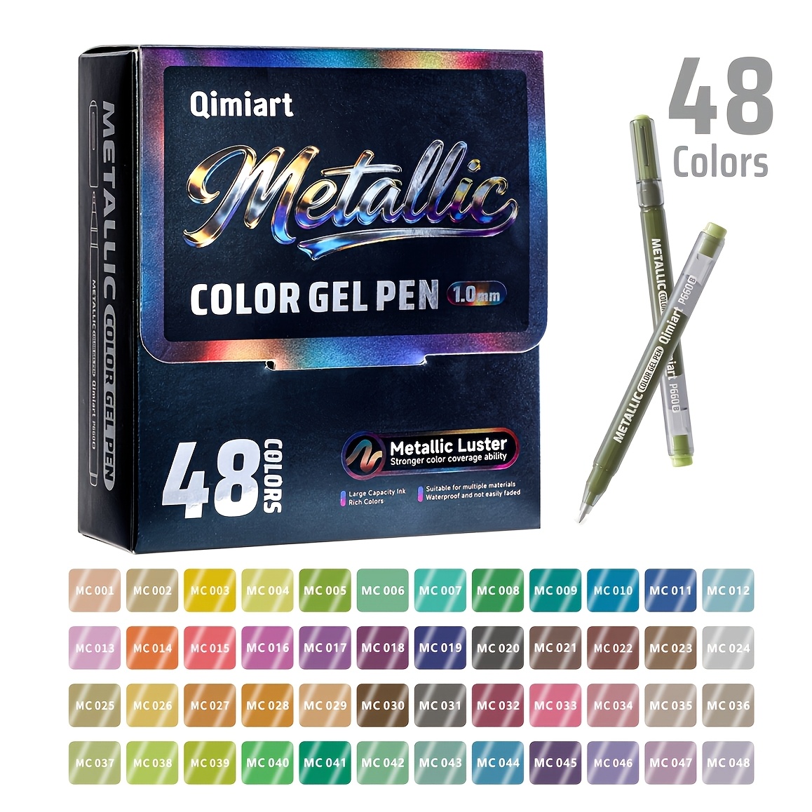 TEMU The Languo New Model Features 48 Colorful Glitter Gel Pens With A Large Capacity Of Metallic Glitter Ink And A Fine 1.0mm Tip, Perfect For Adult