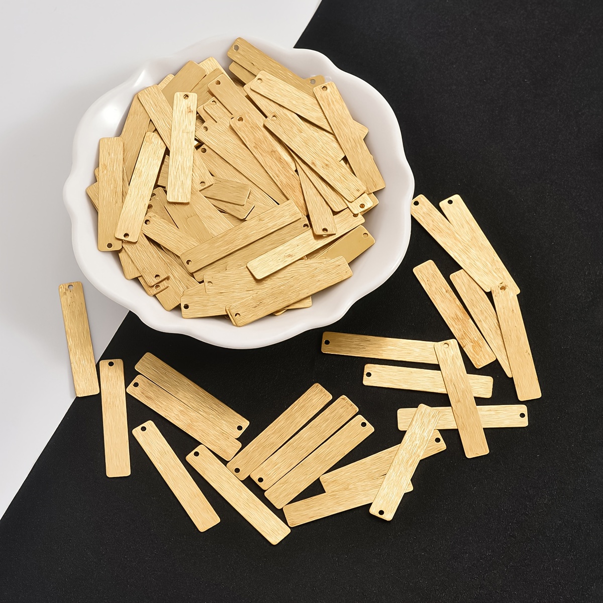 

8pcs/20pcs Brass Rectangular Blank Pendants, For Necklace Bracelet Keychain Jewelry Making