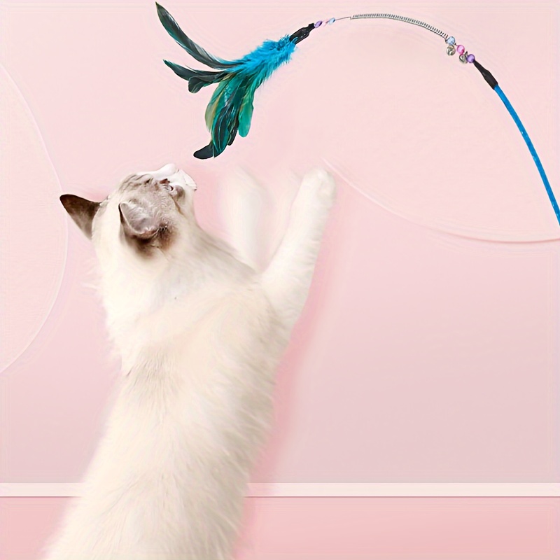 Portable Feather Cat Teaser Cat Feather Toys With Ball - Temu