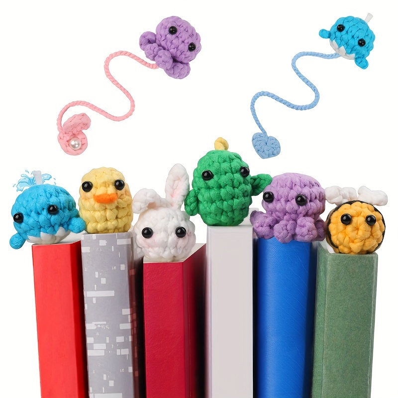 

Animal Bookmarks Crochet Kit Supplies-with Yarn, Crochet Hooks, Filling Fiber And Instructions Video Tutorials For Handmade Diy Bookmarks