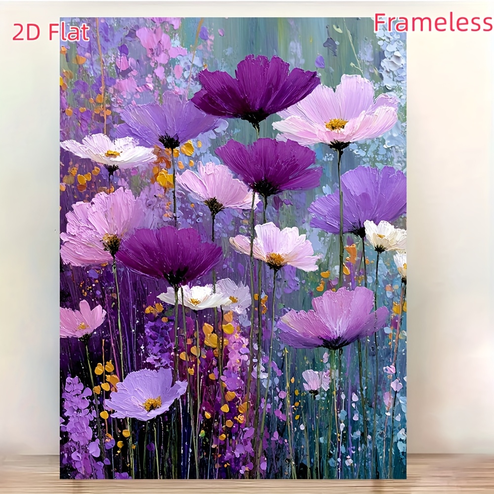 TEMU 2d Flat, 2d Flat 1pc Unframed, Modern Minimalist Floral - 30.48x40.64cm (.8"x16") Canvas Suitable For Home & Garden Decor - Soft Purple Pink