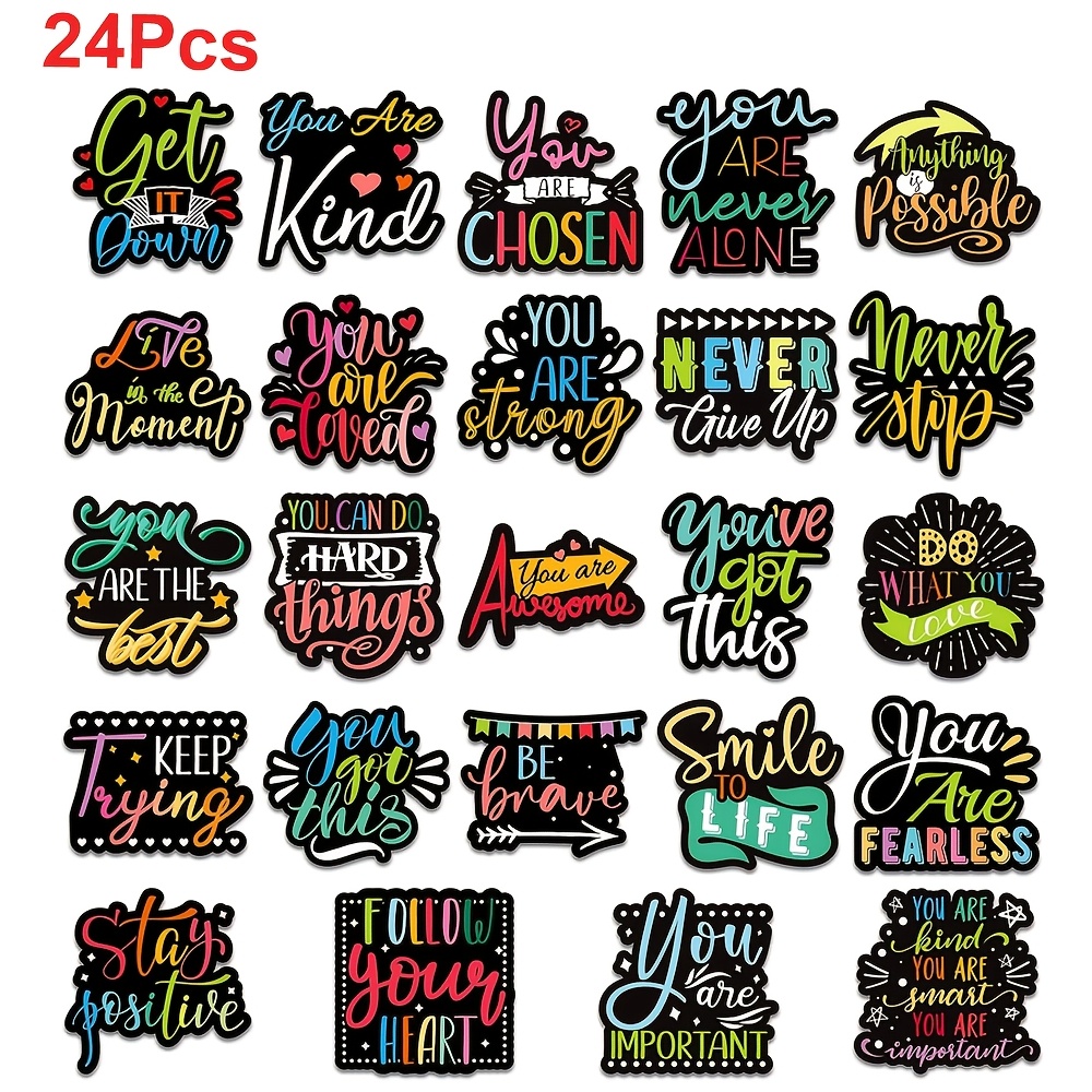 TEMU 24pcs Inspirational Refrigerator Magnets, Locker Magnets, Cute Black Inspirational Quote Fridge Decor For Girls, School Classroom Whiteboard