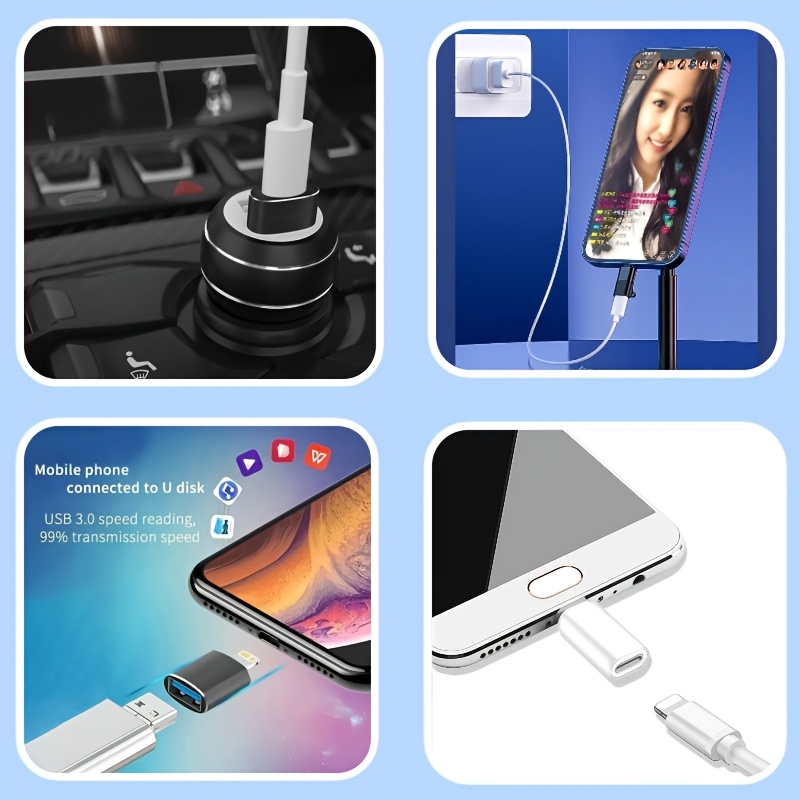 8 adaptadores usb a tipo-c | convertidores lightning a tipo-c, adaptadores tipo-c a usb para laptops,  , smartphones, auriculares, micrófonos - marca   Detalles del producto 5