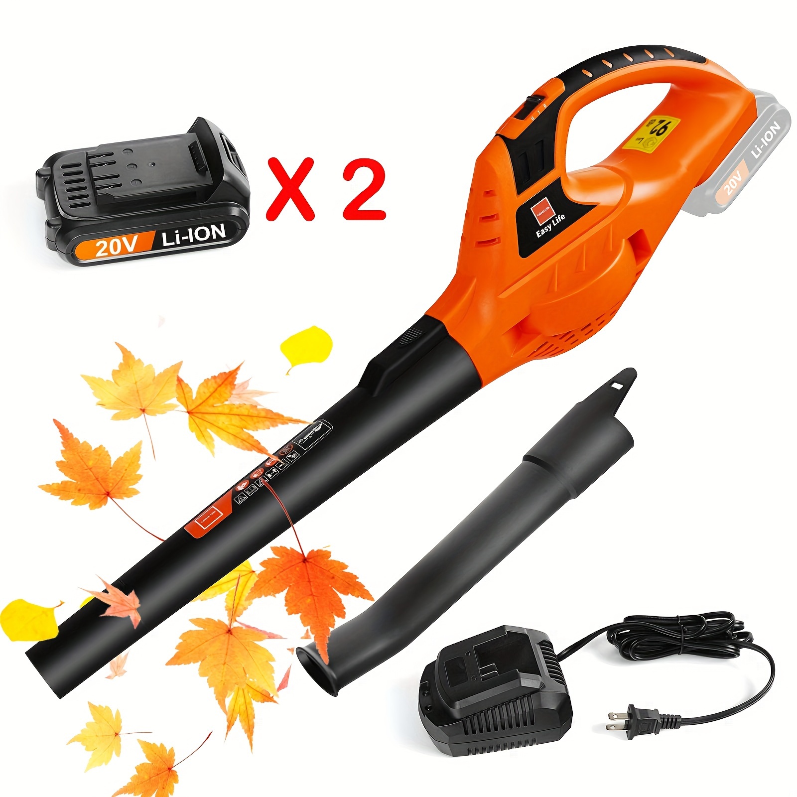 

Leaf Blower, Lightweight Cordless Leaf Blower With 2 Battery & Charger For Patio, Electric 20v Battery Powered Leaf Blower For Leaf/snow/dust Blowing