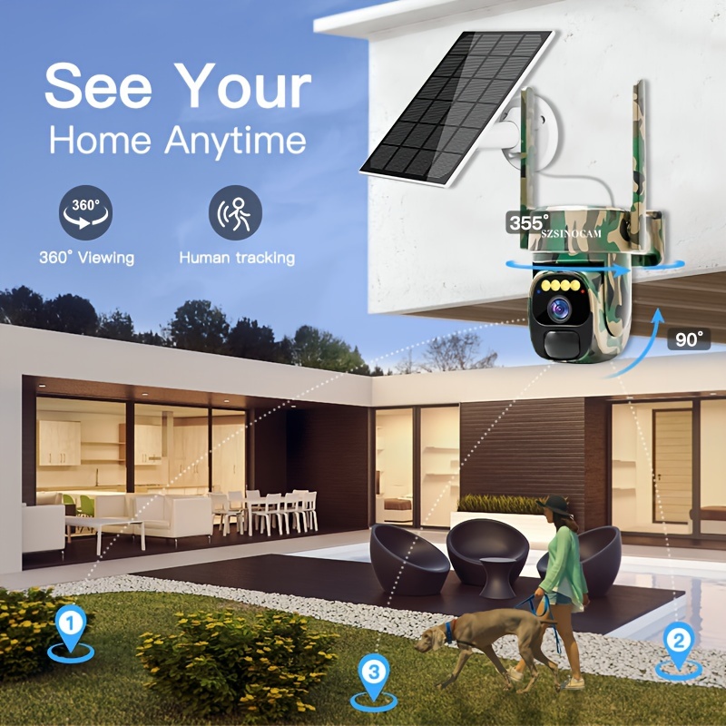 outdoor security camera solar panel wifi 355 full Temu