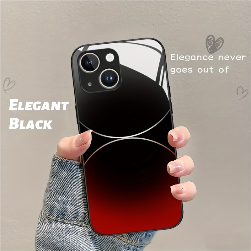 

Creative Red, Gray And Black Gradient Pattern New Glass Mobile Phone Case Suitable For Iphone 15 14 13 12 11 X/xs Xr Xs Pro Max Plus