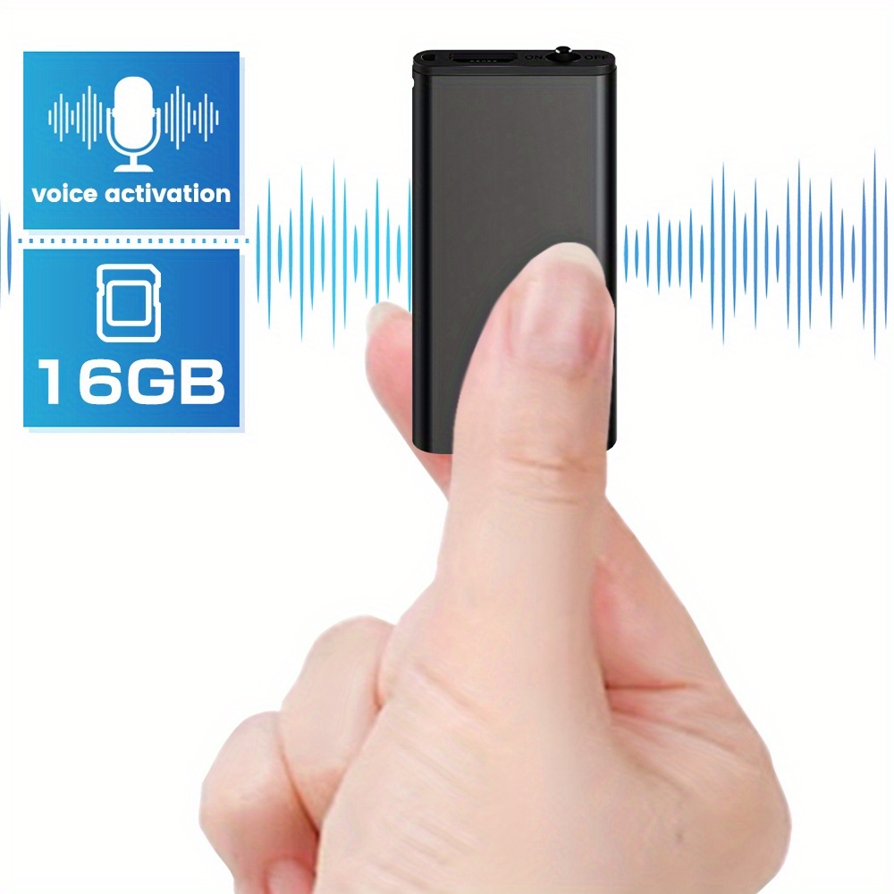 16gb portable voice recorder with 192h hd recording voice activation usb rechargeable mp3   sleek   recorder for conferences interviews meetings w included helmet cable holiday recording     microphone journalists tool 0