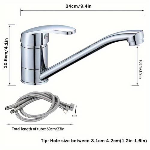 360 rotating kitchen faucet with design single hole installation chrome plated hardware g1 2 threads for dishwashing vegetable rinsing sink contemporary style smooth operation splash guard diy installation