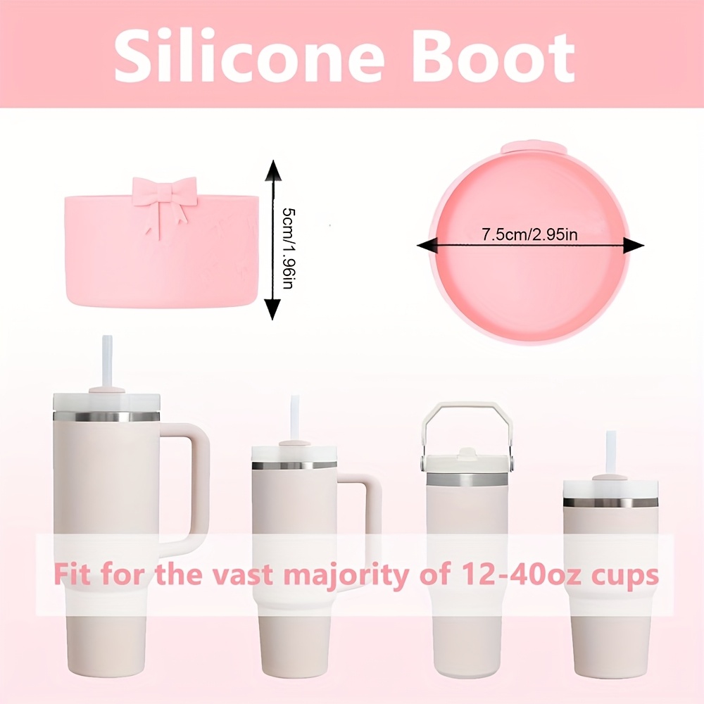 juego de accesorios para vasos de 4 piezas para vaso tumbler de 30oz y 40oz,   2 tapas   con   para   de 10mm reciclables, 1   de silicona para el pie del vaso y 1 adorno para la asa para vaso tumbler de 30&40oz detalles 0