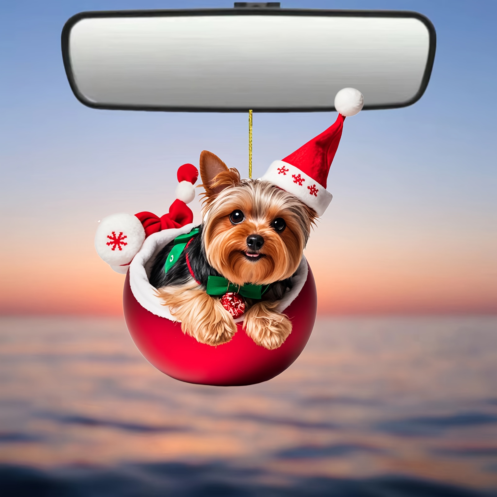 

Yorkie Christmas Ornament - 2d , Car & Keychain , For , Backpacks, - For Anniversaries, , 's, Halloween, And Christmas