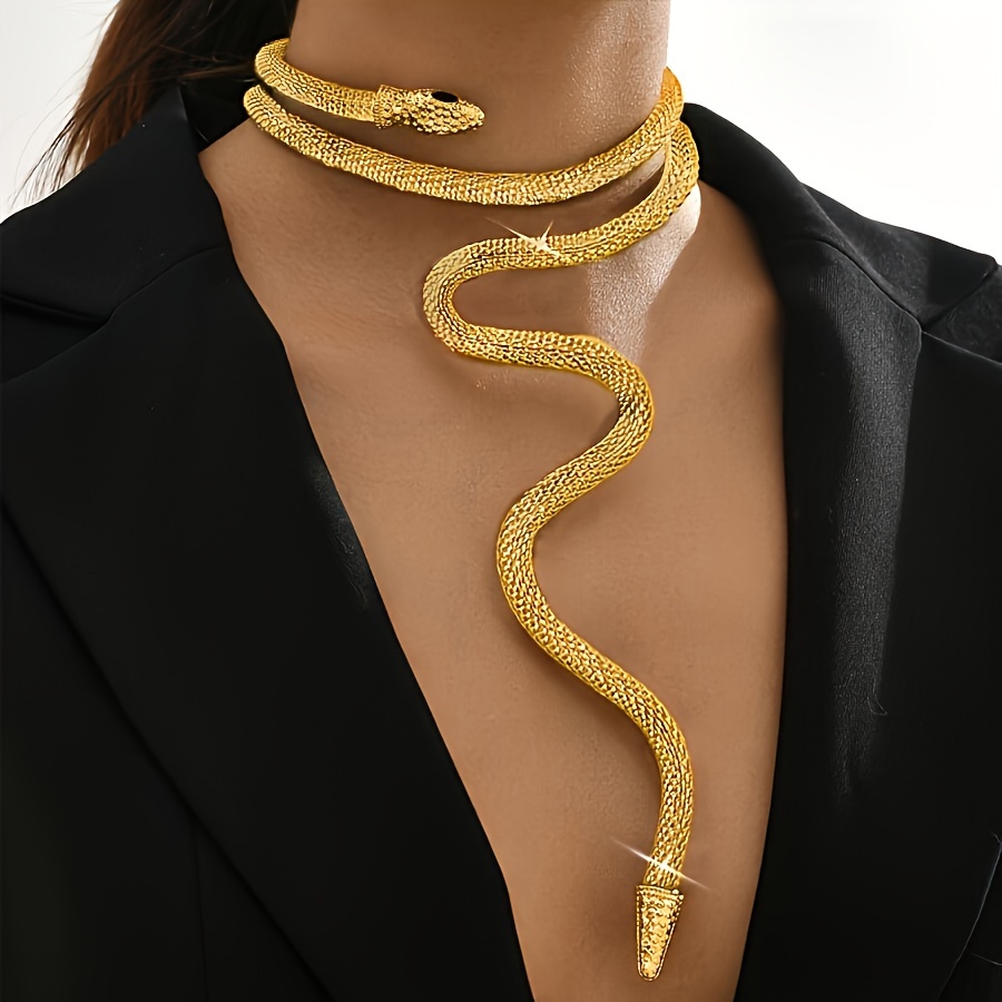 

A Fashionable And Sexy Simulated Snake-shaped Mesh Chain Ladies' Choker Necklace, Bent Into Various Shapes, Perfect For Ladies To Wear At Parties, Makeup Banquets, And Sexy Matching Necklace Jewelry.