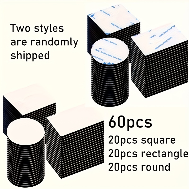 Super Strong Double-sided Foam Tape - Black, 30/60pcs Of Super Strong Double-sided Tape, Random Patterns, Multi-shape Foam For Walls, Floors, And Doors - Ideal For Crafts And Plastics