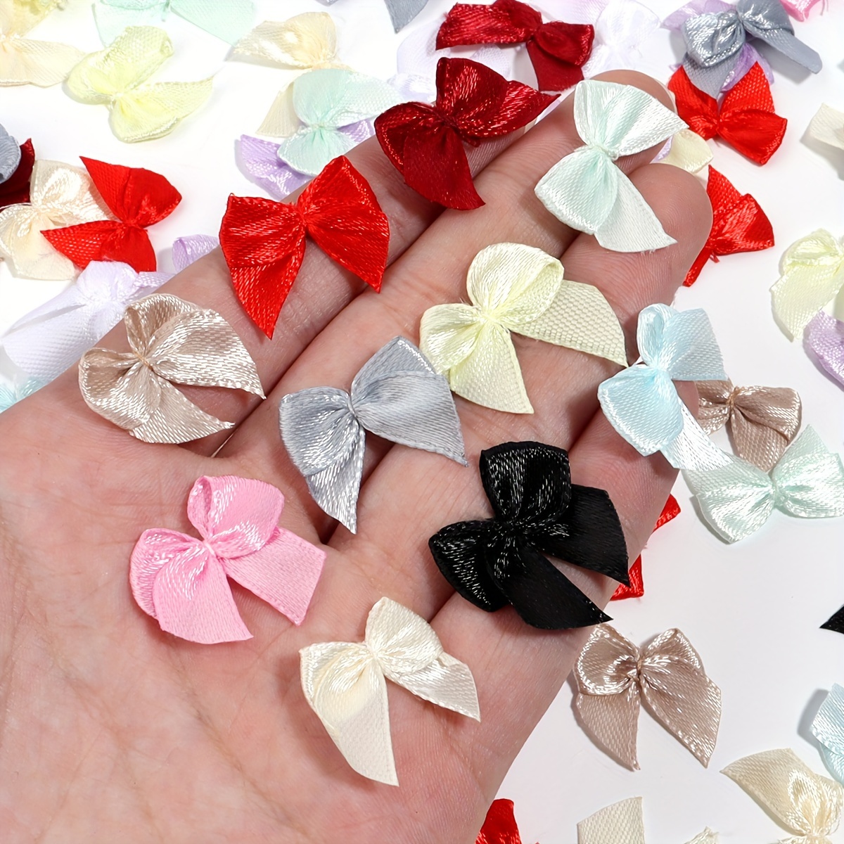 

100-pack Polyester Mini Bow Ties For Hair Accessories, Diy Assorted Pre-tied Bowknots For Headbands, Jewelry Making, Festive Gift Display, And Packaging Decorations