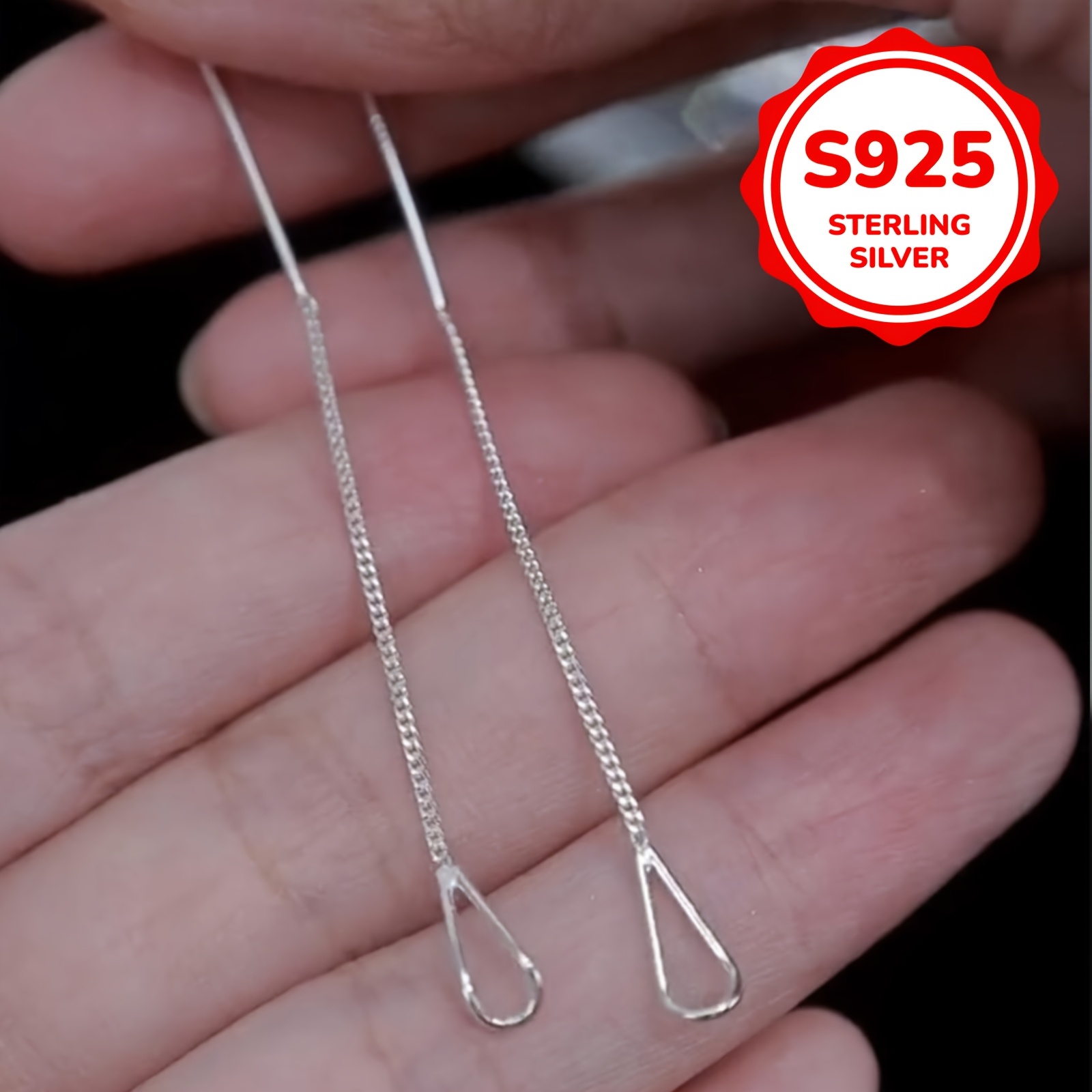 Image of A Pair Of Women's Fashion Drop Earrings, Hollow Water Drop Earrings, Light Luxury Niche, Easy And Fashionable, 1.1g S925 Silver, Suitable For Daily Wear, Vacation, Festivals, And A Good Gift