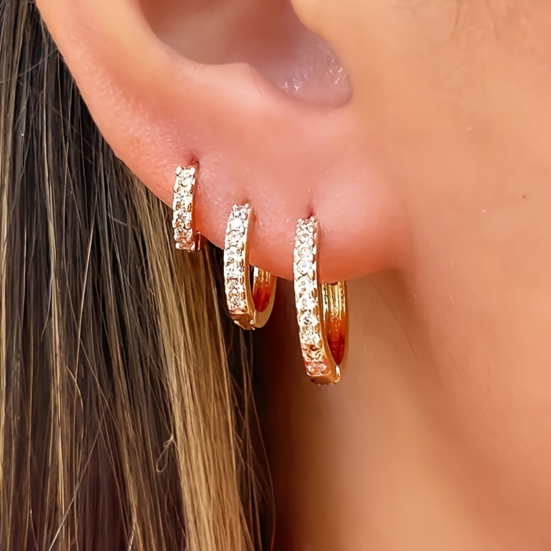 

Copper Earring Set For Women Synthetic Zirconia, Plating , For & , 3- Jewelry