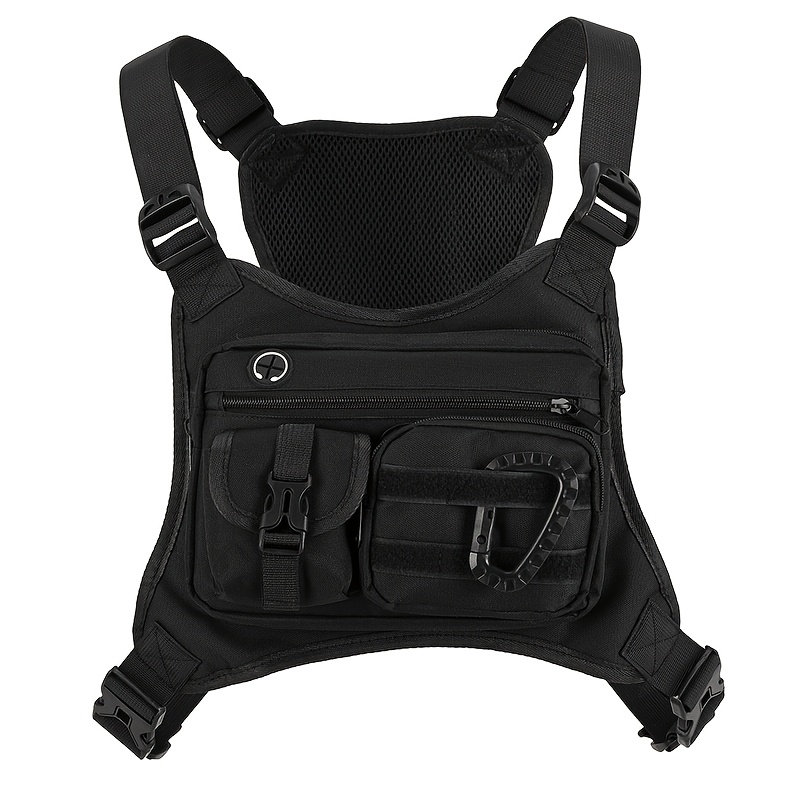 E-shop 1000 Fisch Schwarze Taktische Brusttasche, Geeignet für Männer und Frauen - Verstellbarer Schultergurt, Mehrere , Langlebiger Reißverschluss,