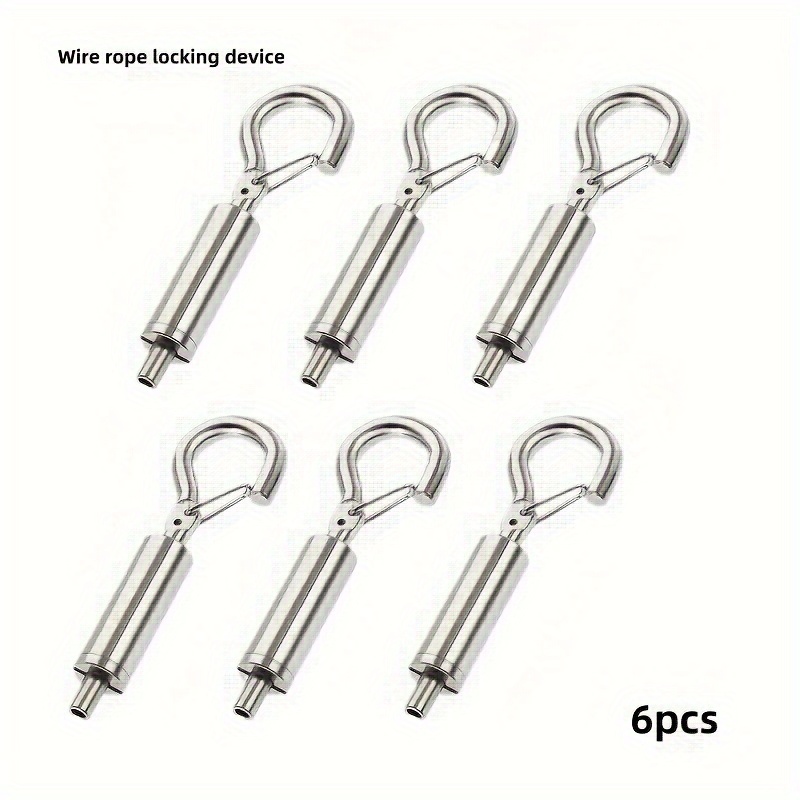 

6-pack Stainless Steel Wire Rope Locking Devices, Adjustable Metal Tensioners For Home, Office, Camping, Dining Decor, Portable Suspension Accessories