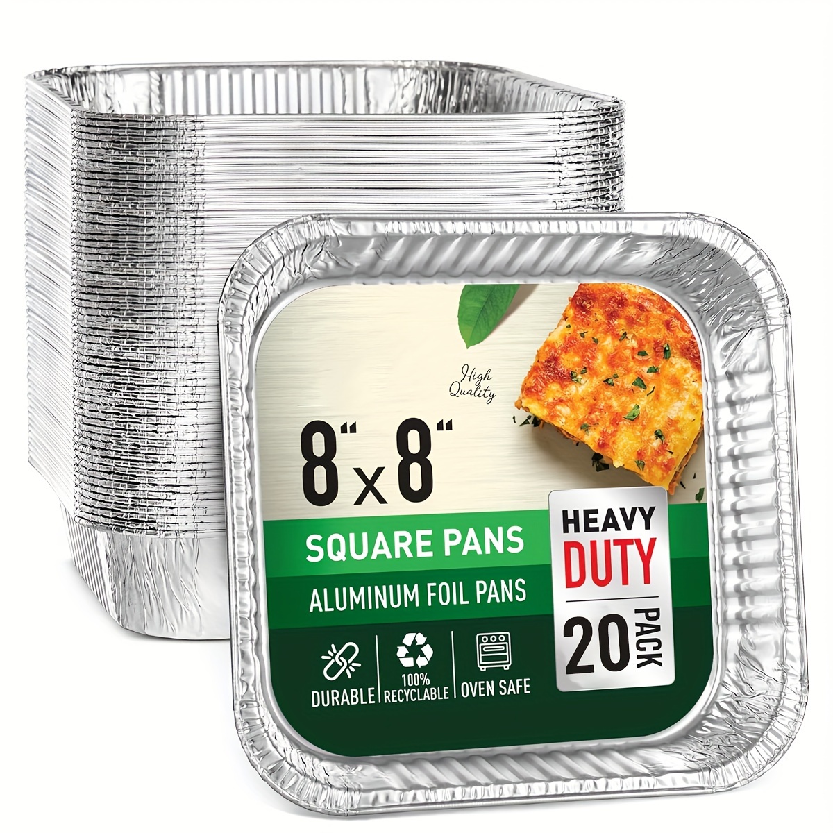 

20-pack Heavy-duty Square Aluminum Foil Pans - 9 Inch Disposable, Multipurpose Baking Tins For Christmas & Mother's Day, Ideal For Air Fryer, Meal Prep & Storage