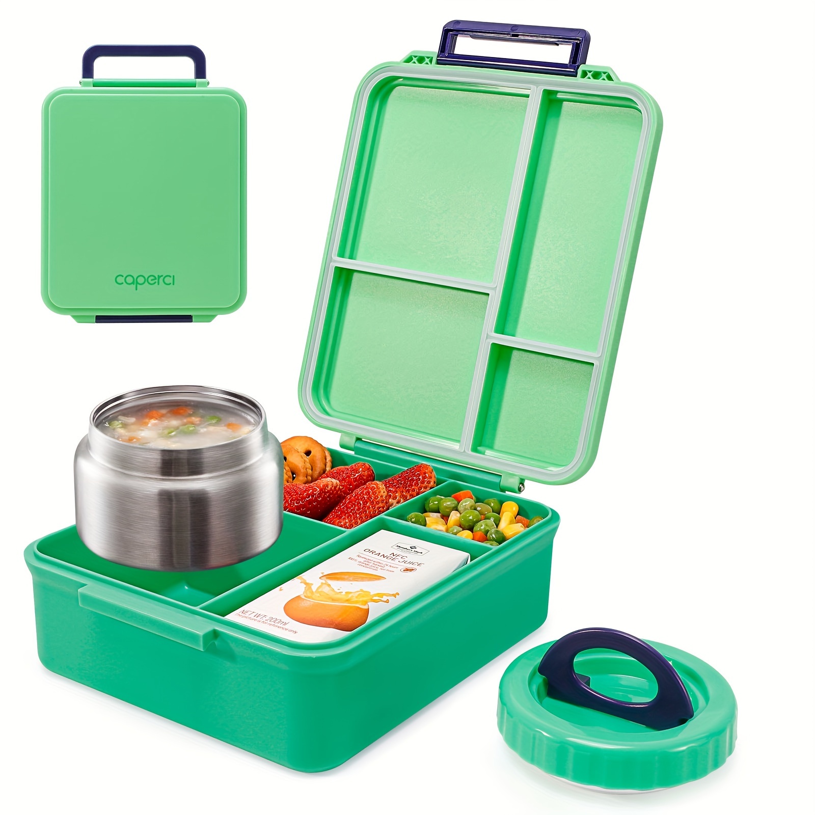 Insulated Lunch Box with Leakproof Container 4-Compartment Bento Box,  Microwave Dishwasher Safe, BPA-Free, Portable Handle, for School, Of