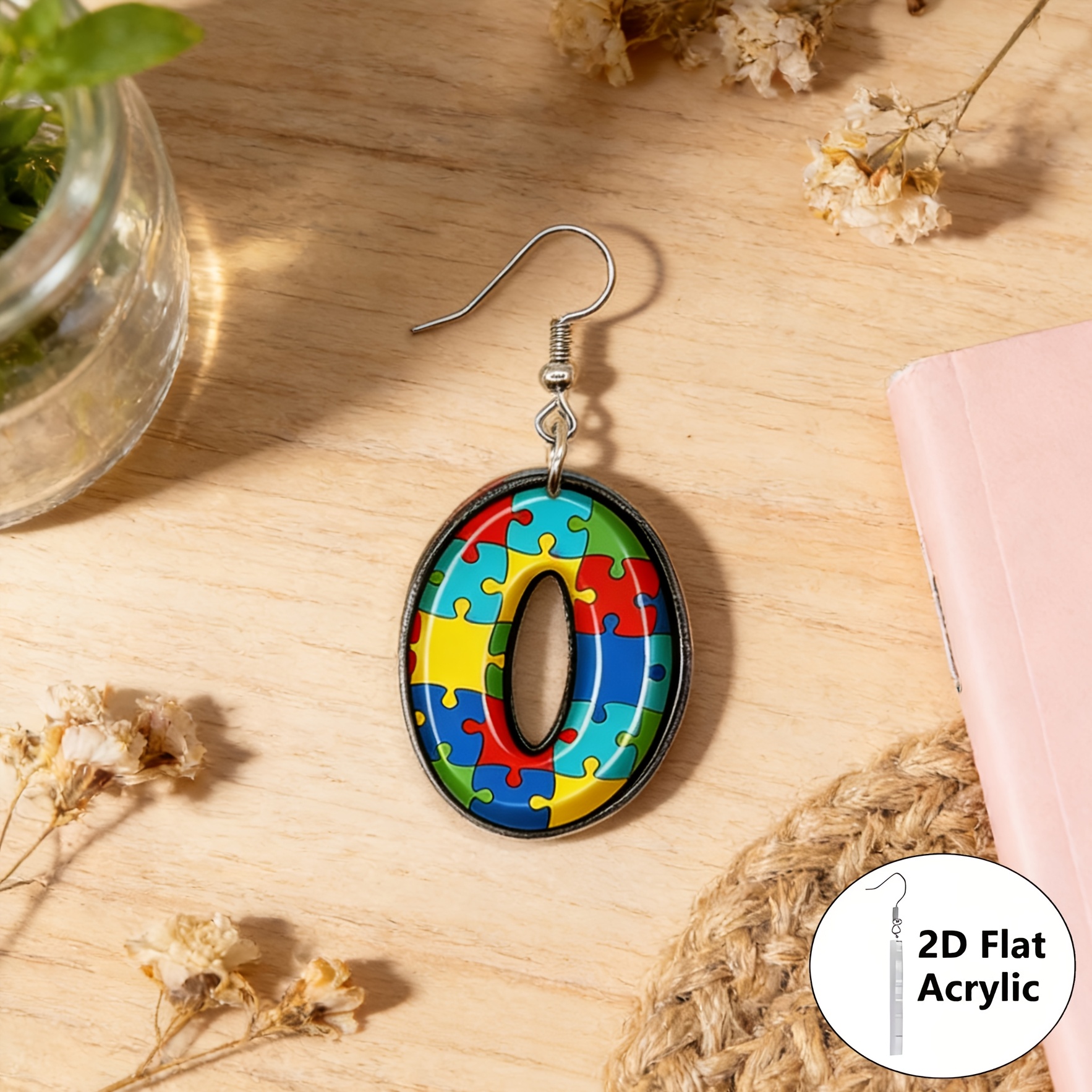 Cute "OK" Autism Puzzle Acrylic Cartoon Earrings