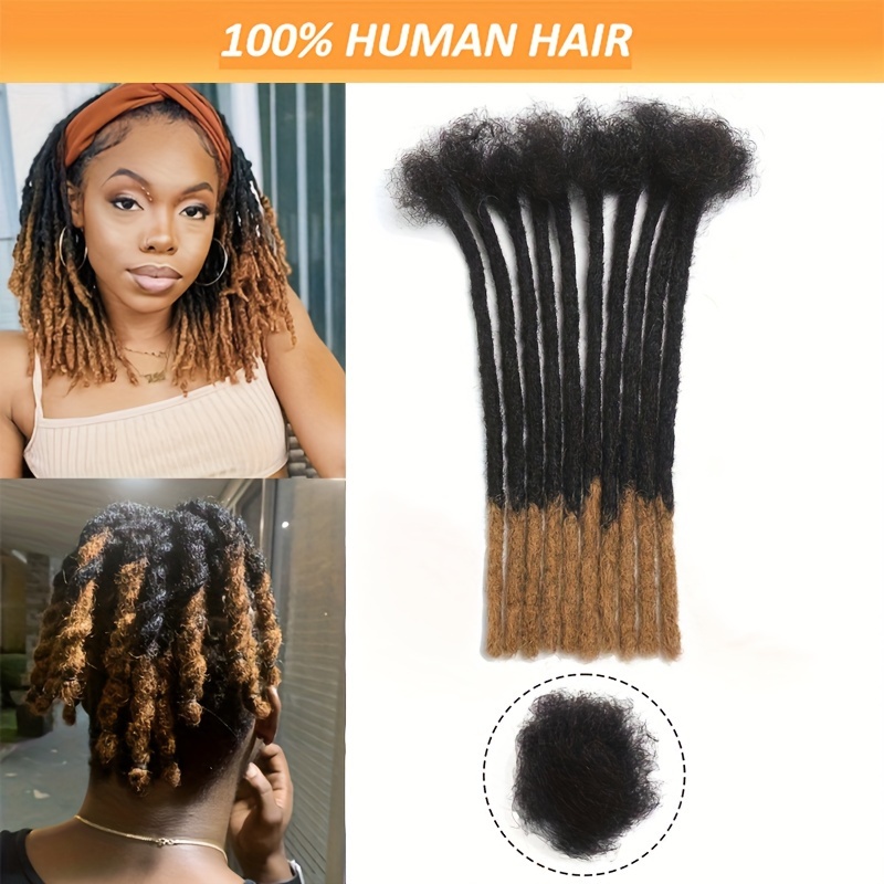 0.6cm Permanent Loc Extensions Human Hair 10 Strands 8 Inch Real Human Hair Dreadlock Extensions Full Handmade Micro Soft Dreads Extensions Human Hair T1