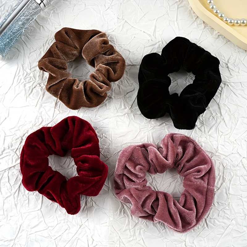 

de cheveux en tissu XUANLONG pour femmes - Scrunchies en velours, couleur unie, pièce unique, anneau élastique antidérapant pour cheveux