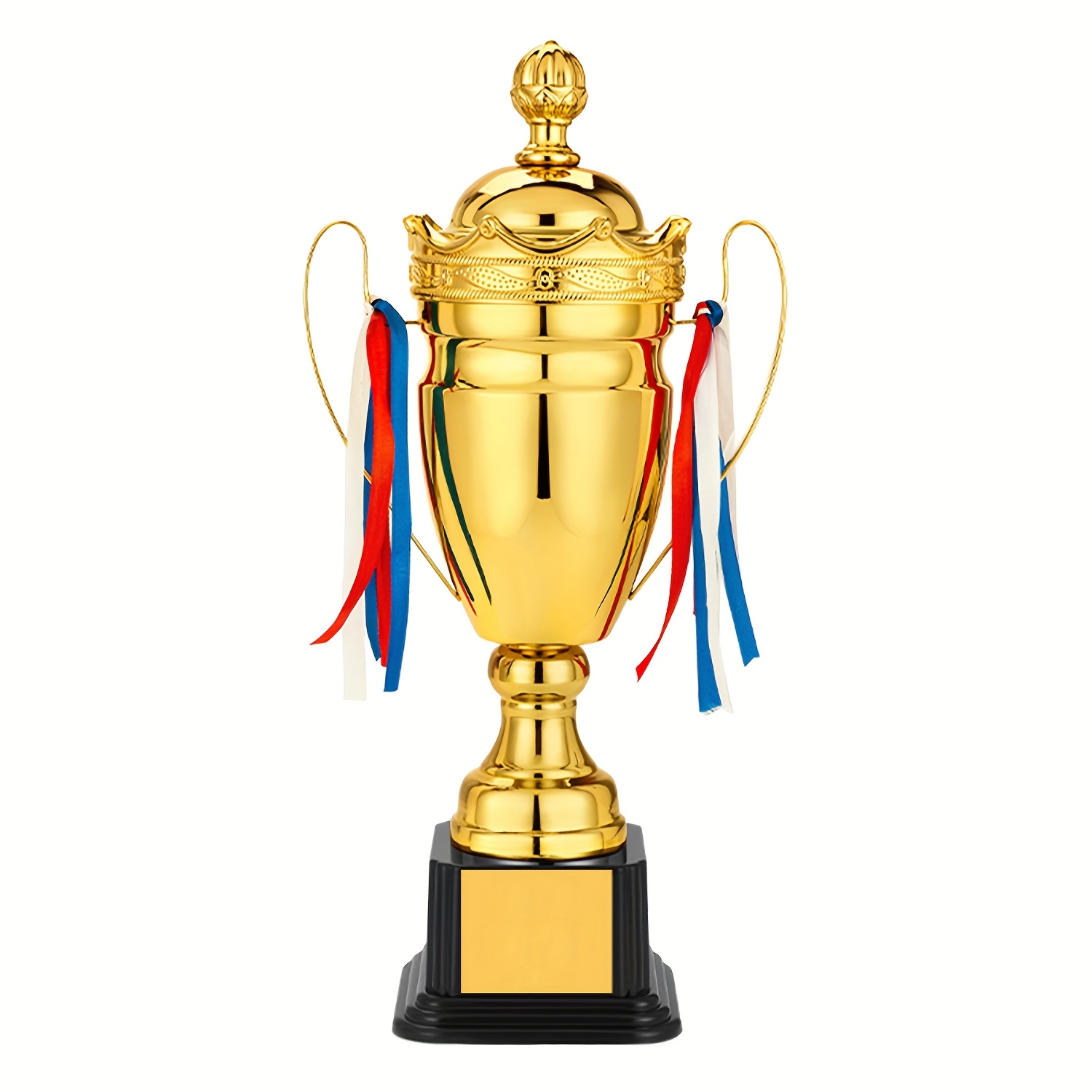 TEMU 1pc Of Personalized Custom Metal Football Basketball Badminton Trophy, Golden Silvery , Iron Abs Material, Competition Trophy, Football Tennis