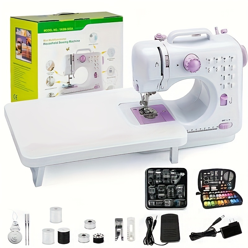 

Portable Sewing Machine, Handheld Mini Electric Sewing Machine With 97pcs Sewing Kit, Extension Table And Foot Pedal For Beginners&kids