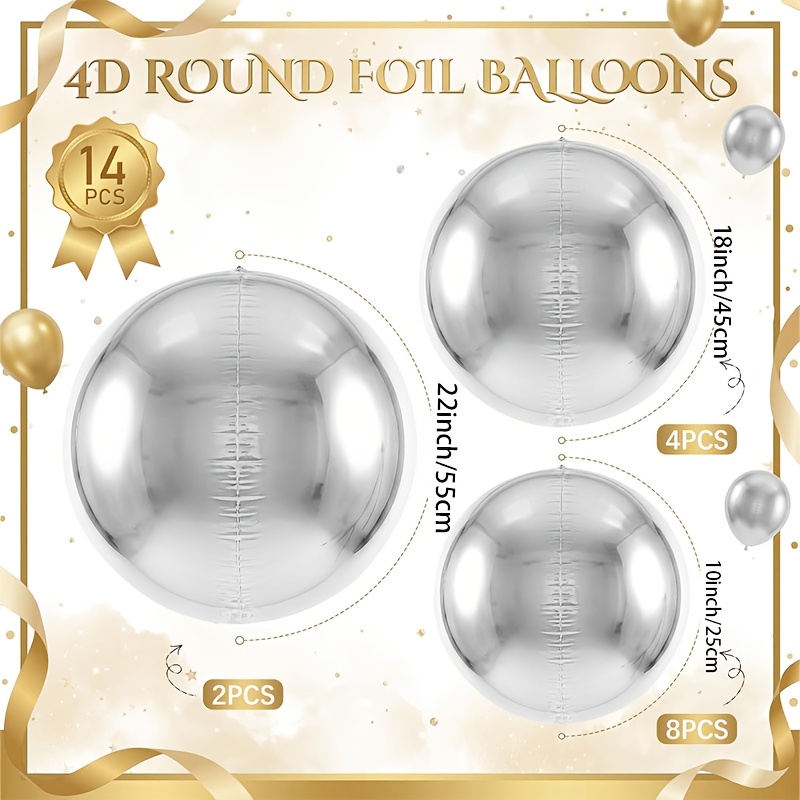 TEMU Accessoires de photographie 14 pièces Ensemble de ballons en feuille d'aluminium argentée, Convient pour anniversaire, fiançailles, fête de
