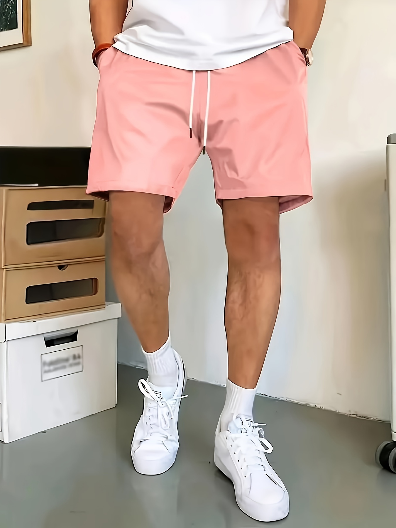 Men's Solid Shorts, Comfy Casual Fashion Shorts For Outdoor Sports