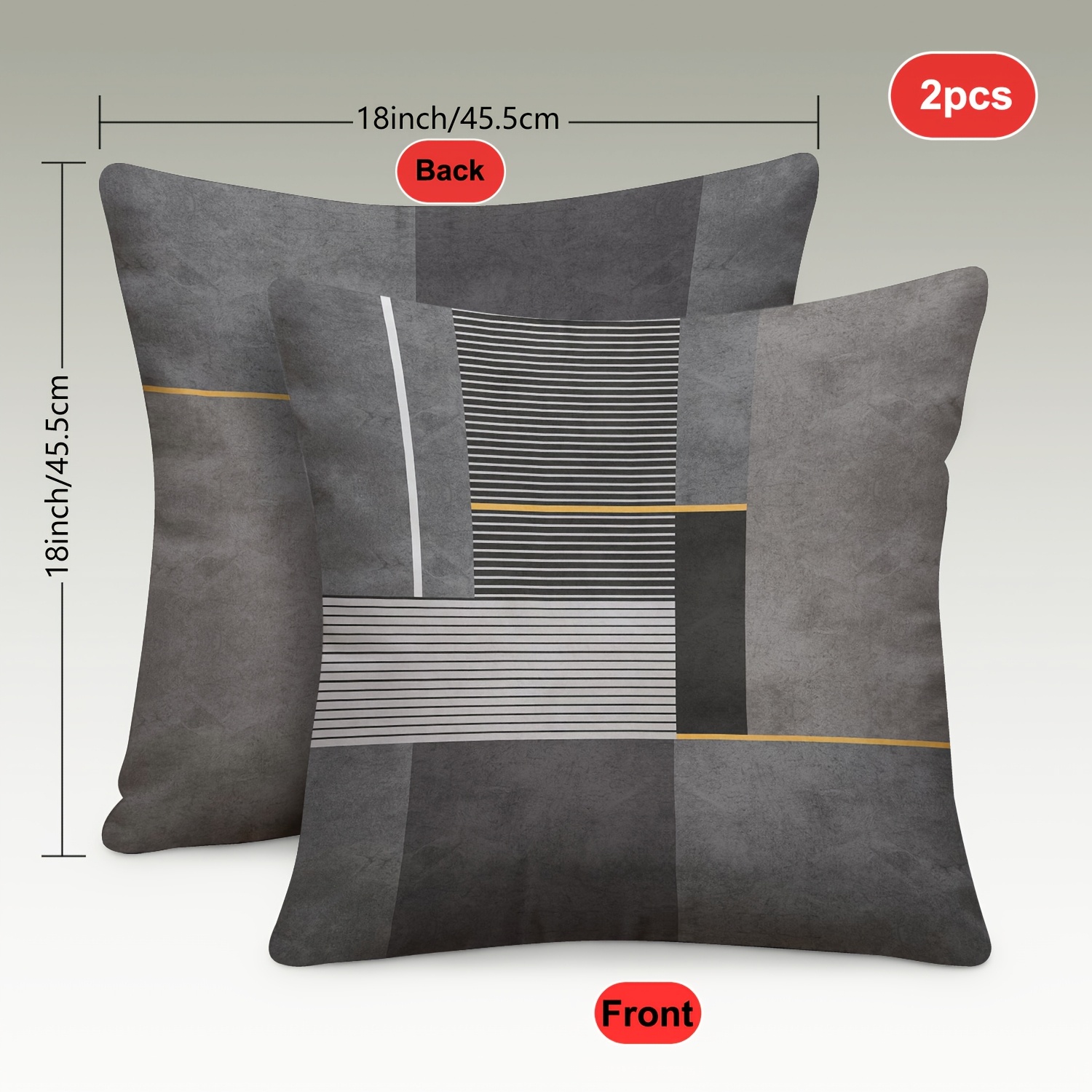 2pcs Set Of Short Plush Fabric Spliced With Vertical Stripes, Double-sided Printed 18in * 18in Minimalist Art Bedroom Living Room Sofa Home Decoration Cushion Cover Without Pillow Core