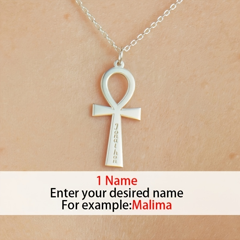 TEMU Collier Personnalisé, Pendentif Croix en Acier Inoxydable 304L avec Nom, Plaqué Or 18K, Nom en Anglais Personnalisable, Idéal pour un , Cadeau